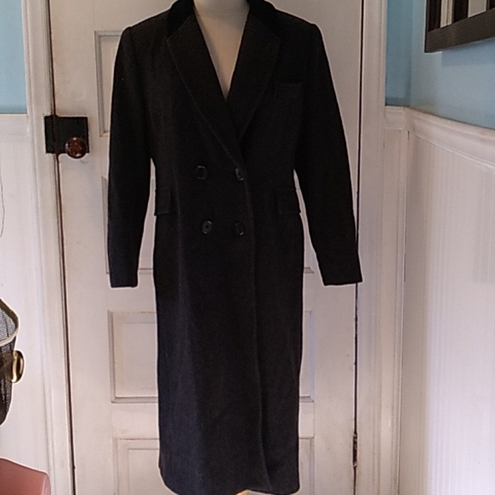 Vintage gray 100% wool trench coat Size 8